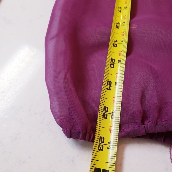 vintage 1970's dress size Medium balloon sleeves sheer purple pleated white trim - Picture 7 of 7